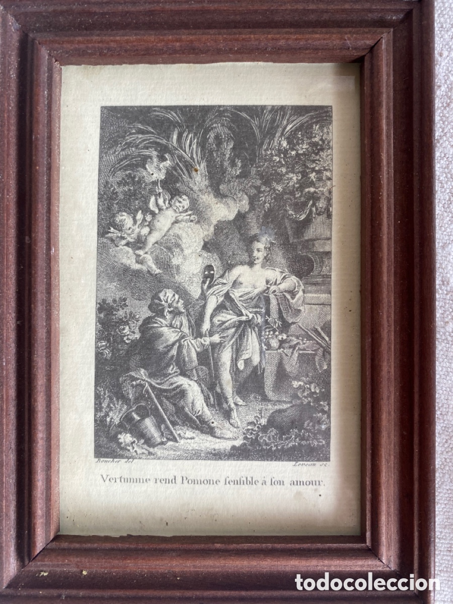 Antig&uuml;edades: Antiguo grabado religioso / devocional enmarcado en madera. - Foto 1