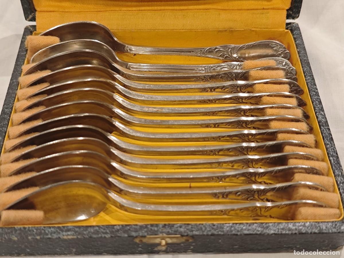 Antig&uuml;edades: 12 cucharas postre / cucharitas ba&ntilde;o plata - Foto 7