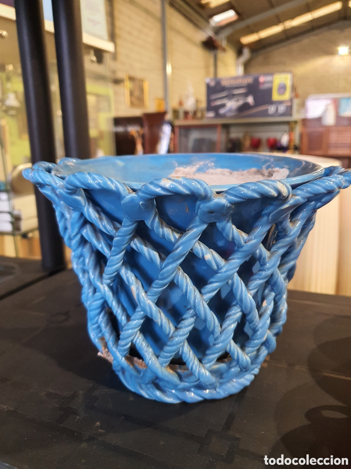 Antig&uuml;edades: JARDINERA azul de CER&Aacute;MICA - Foto 1