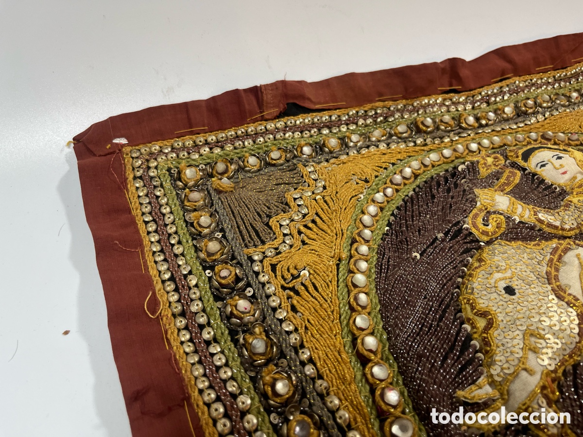 Antig&uuml;edades: ANTIGUO TAPIZ REPUJADO INDIO - Foto 6