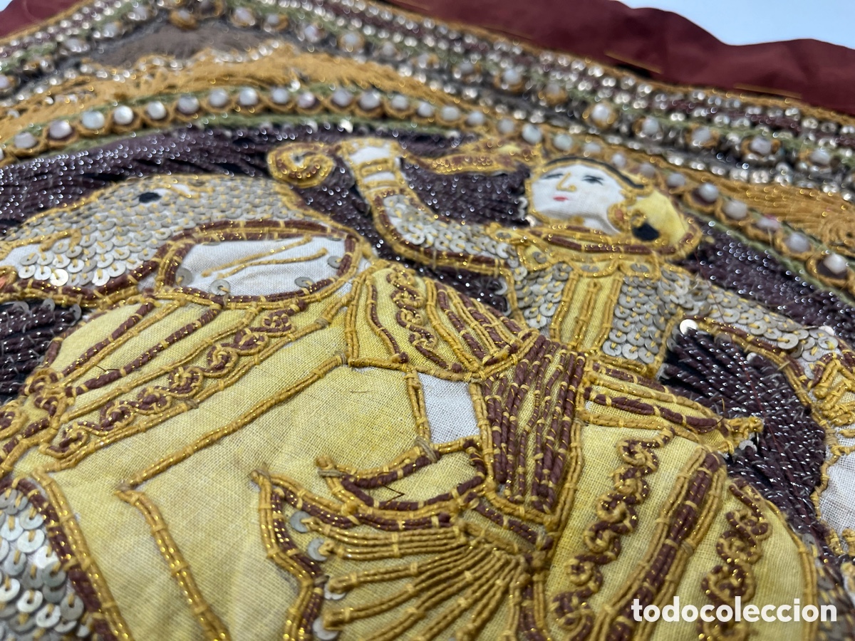 Antig&uuml;edades: ANTIGUO TAPIZ REPUJADO INDIO - Foto 8