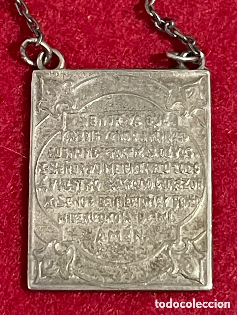 Antig&uuml;edades: Antiguo escapulario con cadena en plata de ley contrastada. - Foto 4