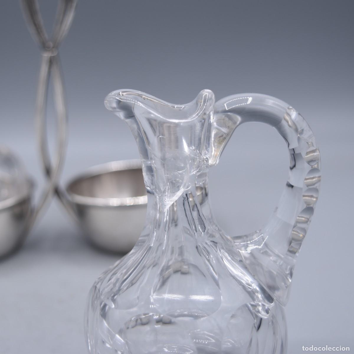 Antig&uuml;edades: Aceitera / vinagrera con soporte de plata - Foto 9