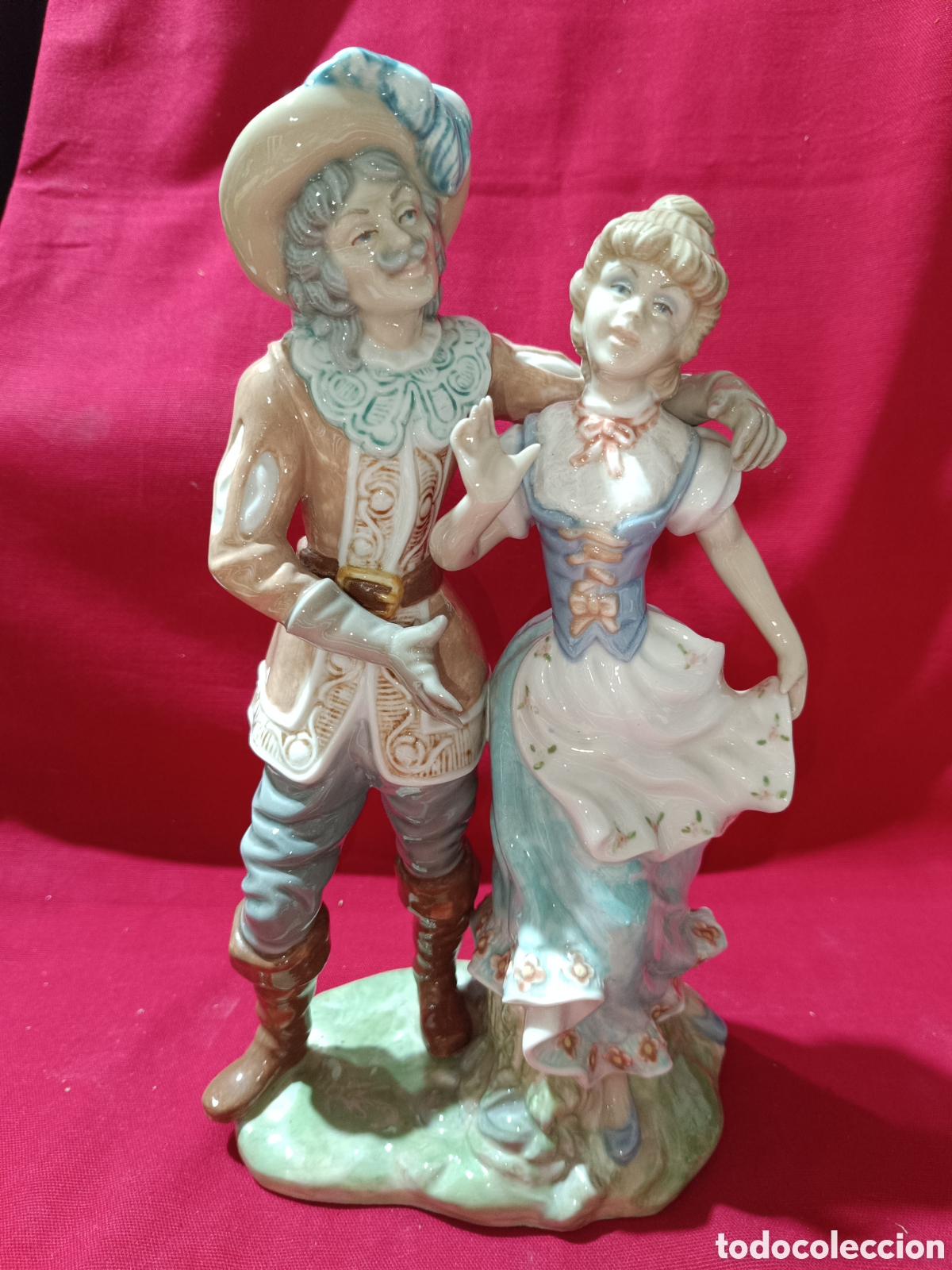 Antiques: Original figura mosquetero caballero y dama porcelanas GRAFYTEN S.A. Made in Spain