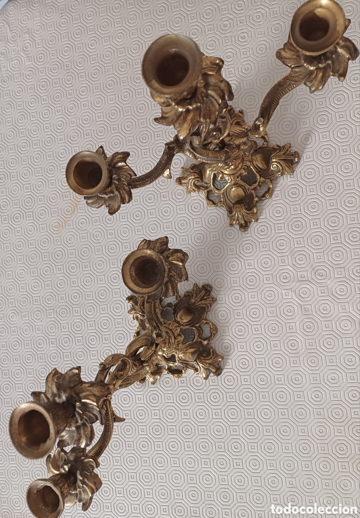 Antig&uuml;edades: Candelabros bronce tres brazos perfectos - Foto 10