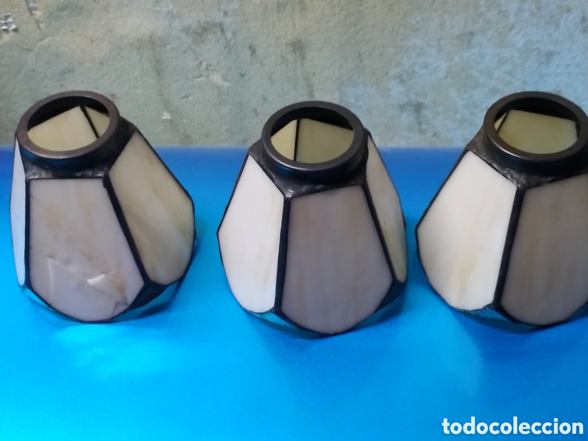 Antig&uuml;edades: 3 tulipas cristal emplomado - Foto 2