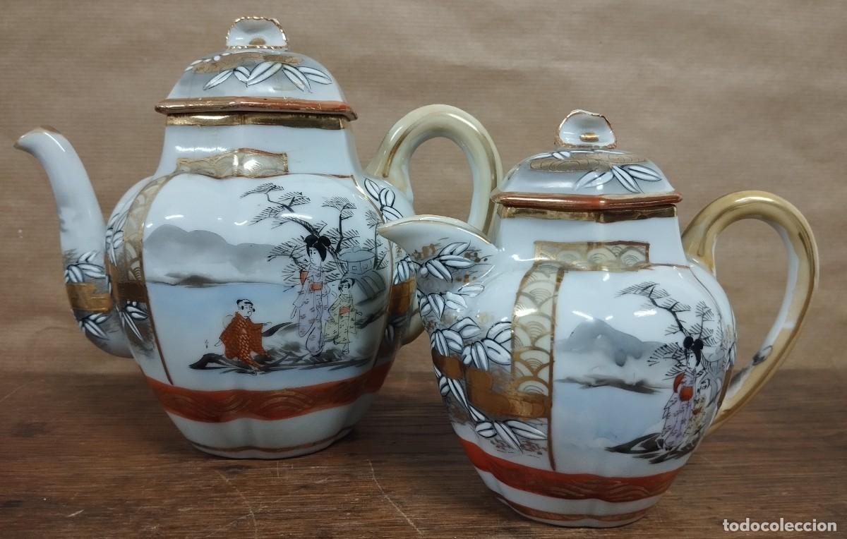 Antig&uuml;edades: CAFETERA Y LECHERA DE PORCELANA, ORIENTAL - Foto 1