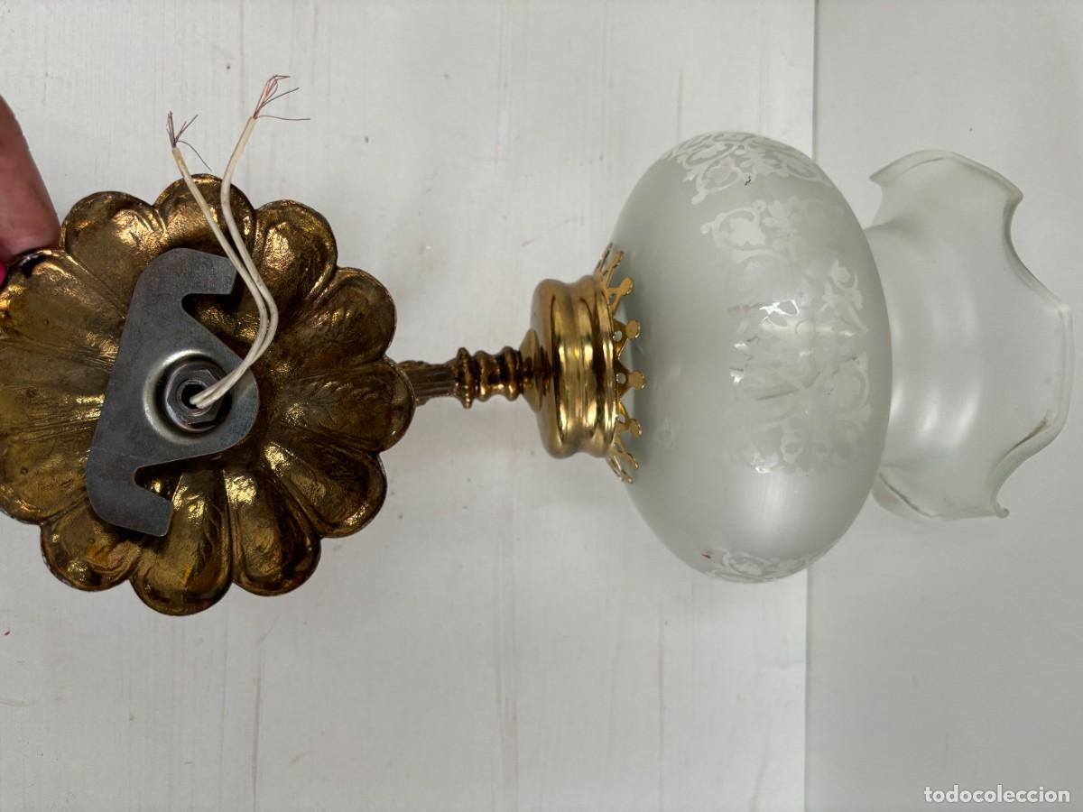 Antig&uuml;edades: APLIQUE DE PARED CON TULIPA DE CRISTAL - Foto 3