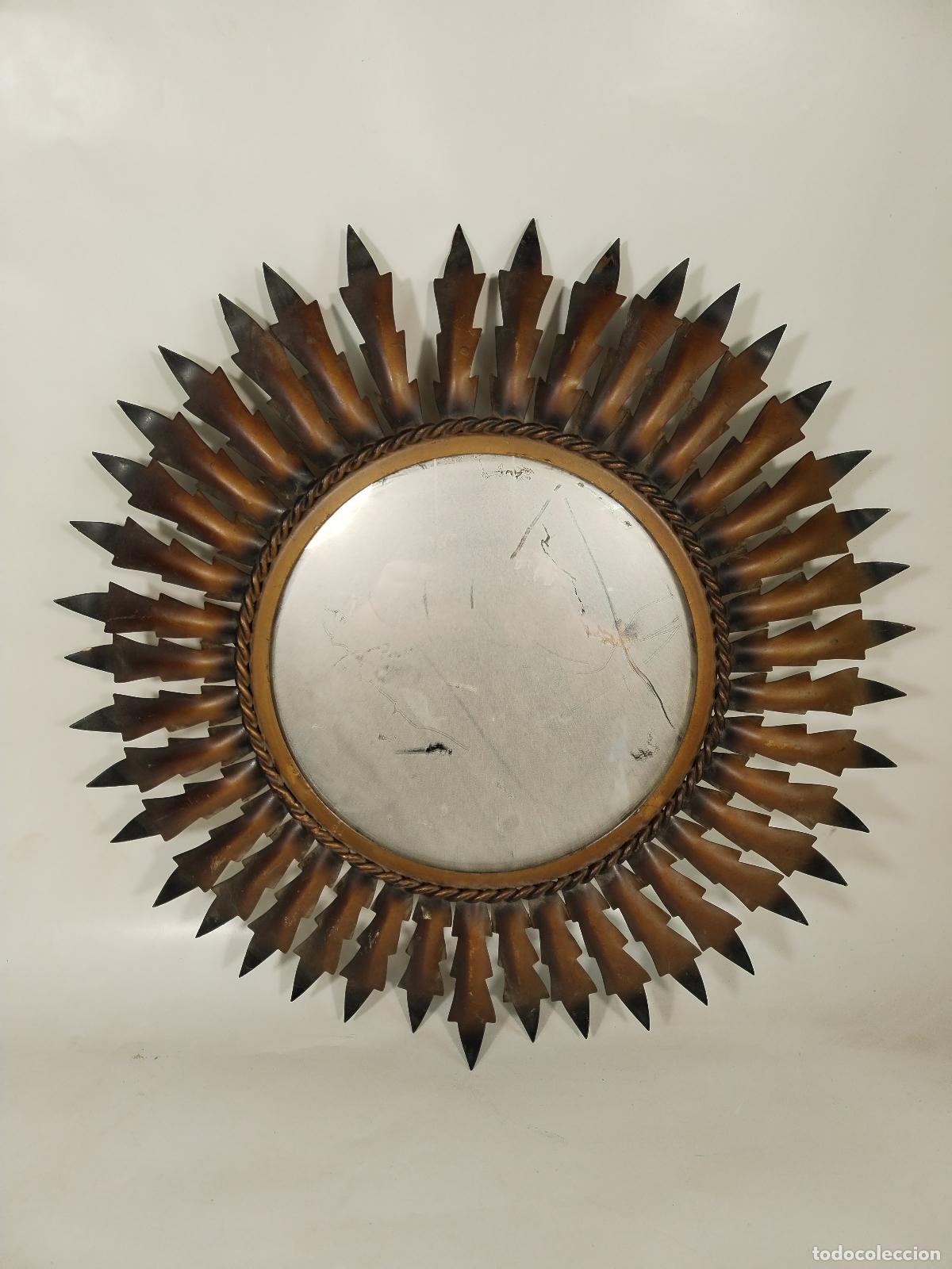 Antig&uuml;edades: espejo de sol vintage de metal - Foto 4