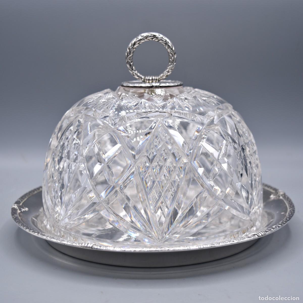 Antig&uuml;edades: Quesera antigua de cristal y plata - Foto 4