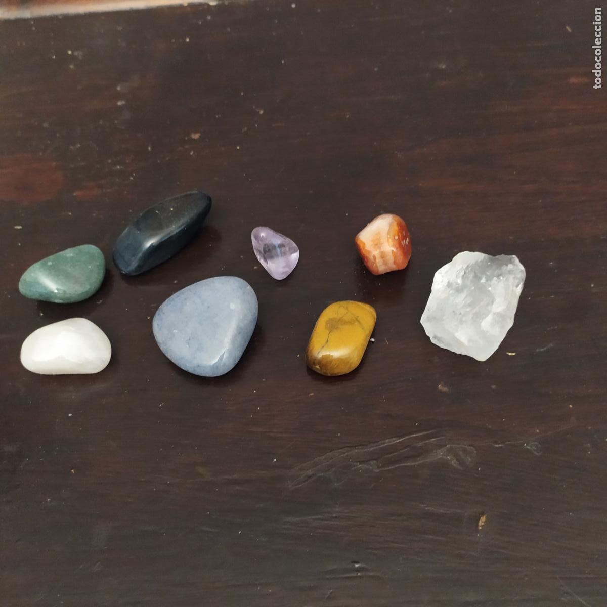 Oggetti Antichi: 8 PIEDRAS SEMIPRECIOSAS. CUARZOS, DIENTE DE LEON ...