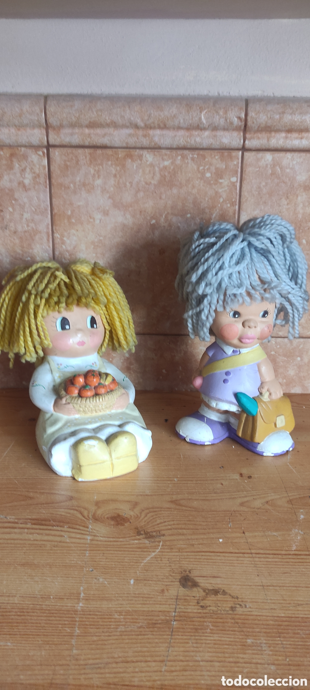 Antig&uuml;edades: Pareja mu&ntilde;ecas de escayola vintage - Foto 7