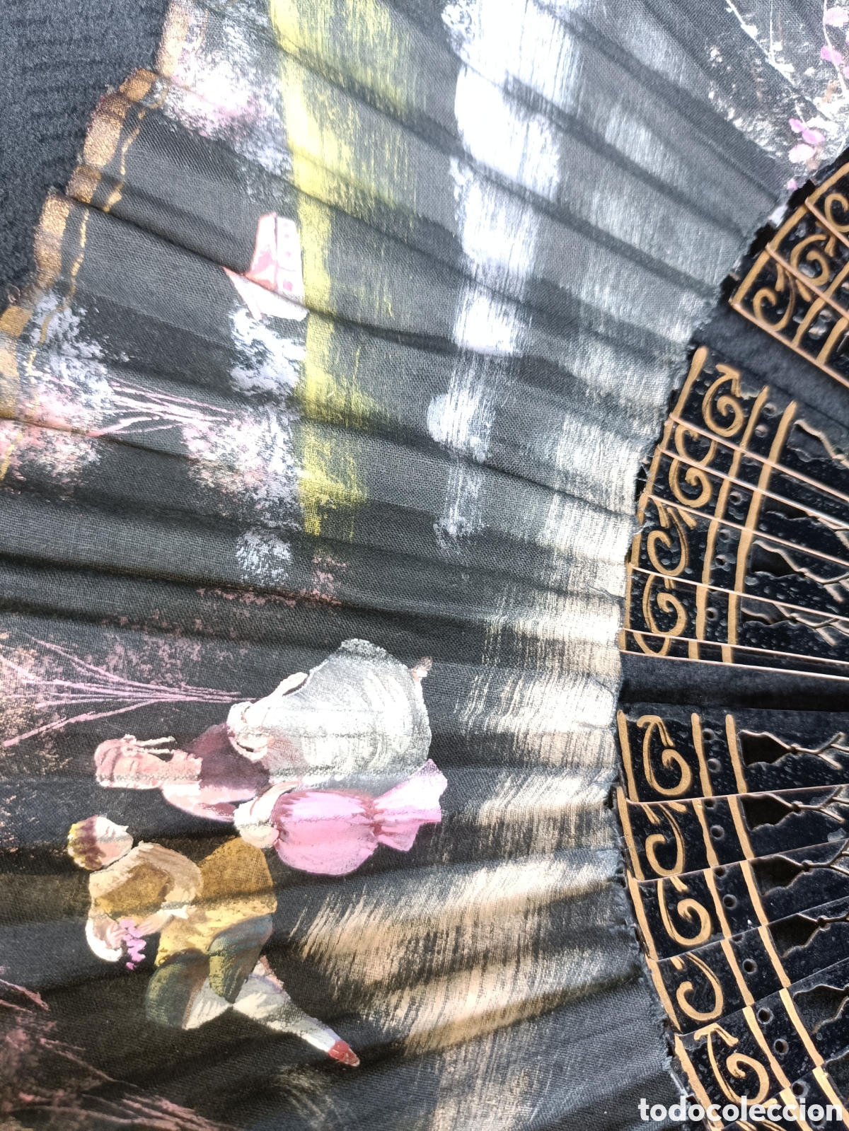 Antig&uuml;edades: Abanico antiguo pintado a mano - Foto 2