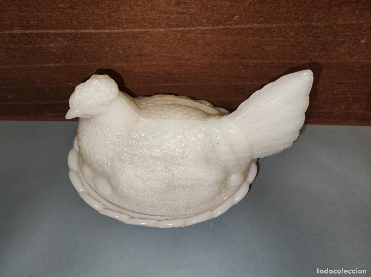 Antig&uuml;edades: BOMBONERA GALLINA EN OPALINA , S.XIX - Foto 6