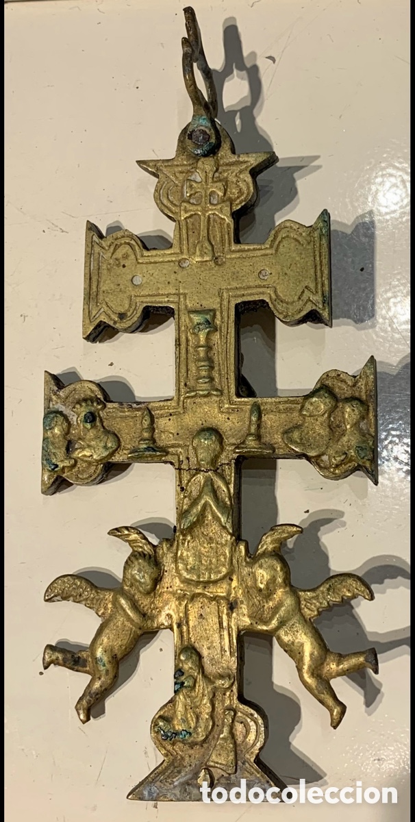 Antig&uuml;edades: Cruz de Caravaca Antigua. Bronce. - Foto 2