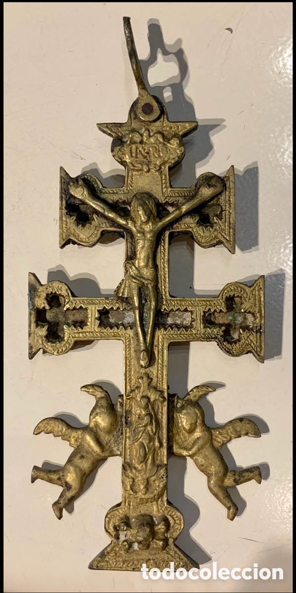 Antig&uuml;edades: Cruz de Caravaca Antigua. Bronce. - Foto 1