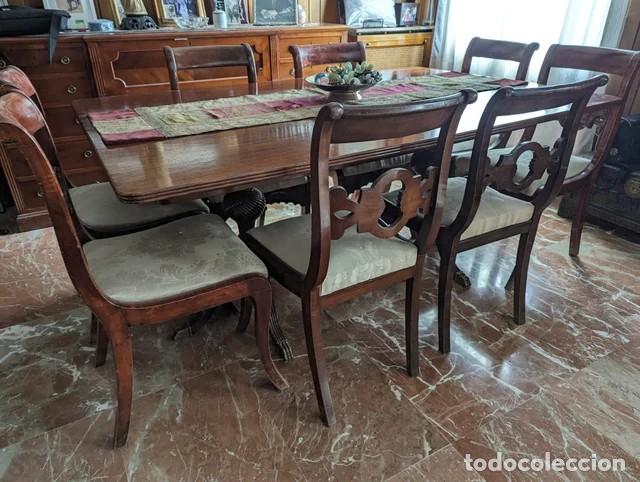 Antig&uuml;edades: MESA DE COMEDOR EXTENSIBLE Y SILLAS A JUEGO - Foto 1