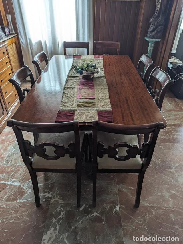 Antig&uuml;edades: MESA DE COMEDOR EXTENSIBLE Y SILLAS A JUEGO - Foto 3