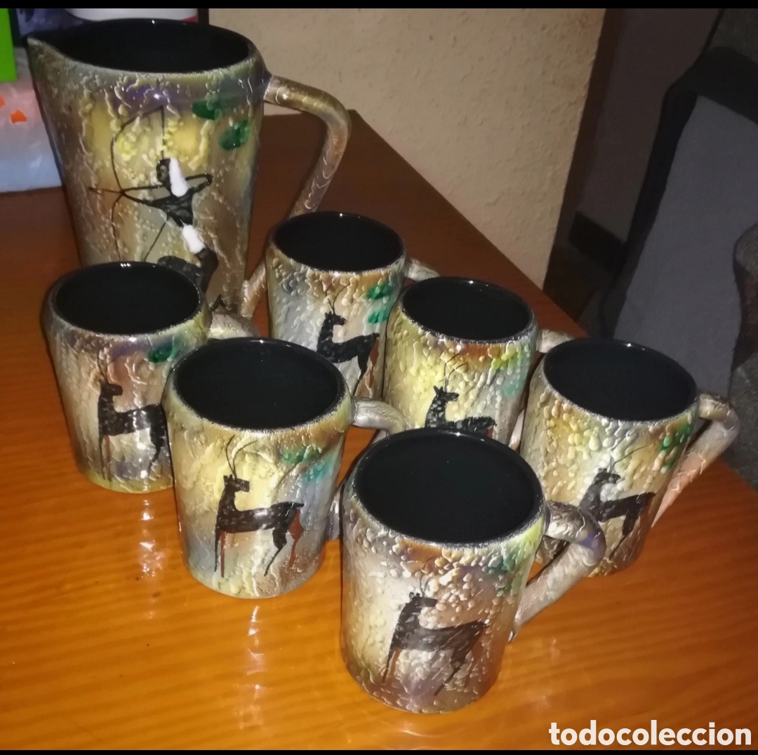 Antig&uuml;edades: Conjunto de Jarra con 6 tazas - Foto 1
