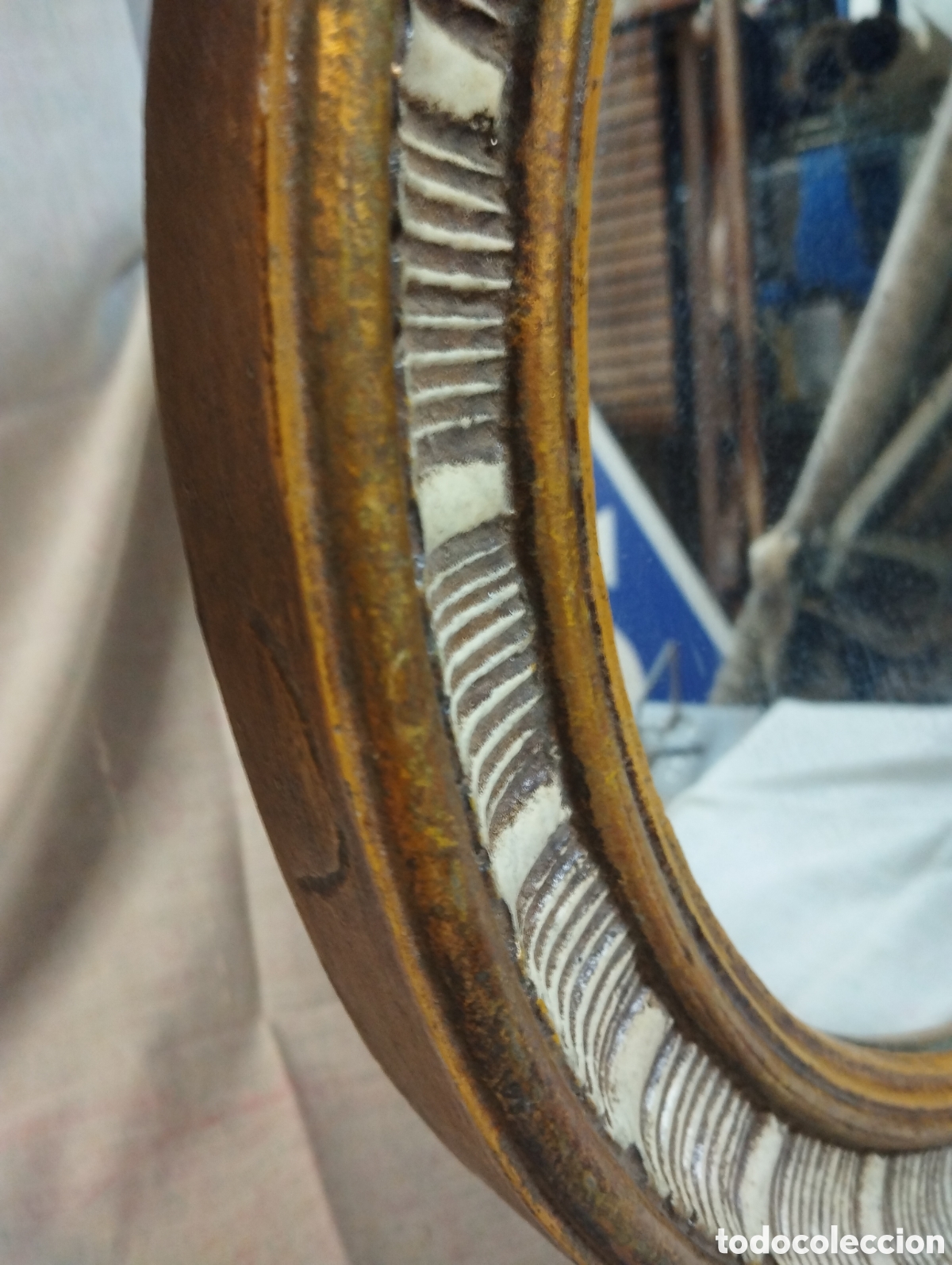 Antig&uuml;edades: Espejo de ceramica redondo - Foto 4
