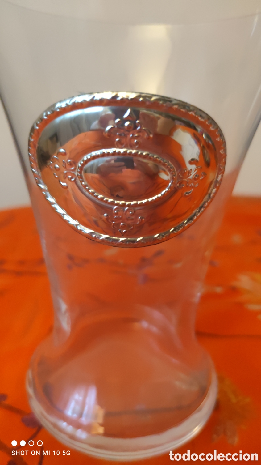 Antig&uuml;edades: JARRON DE CRISTAL CON ESCUDO DE PLATA - Foto 2