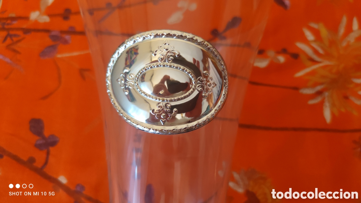 Antig&uuml;edades: JARRON DE CRISTAL CON ESCUDO DE PLATA - Foto 3
