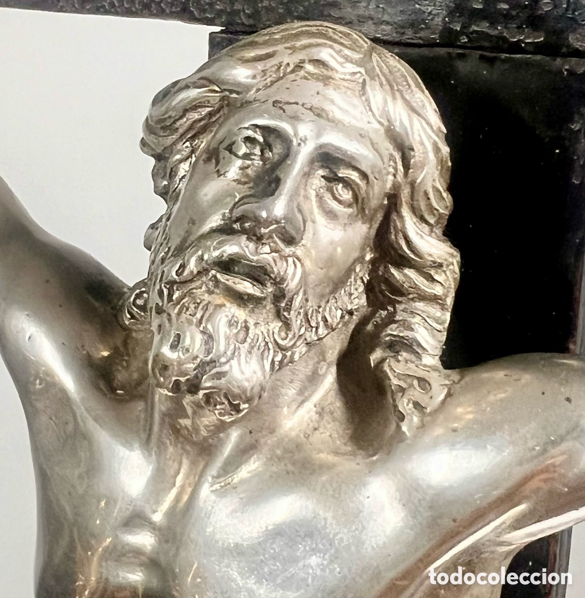 Antig&uuml;edades: Crucifijo de Bronce plateado. S.XVIII - Foto 9