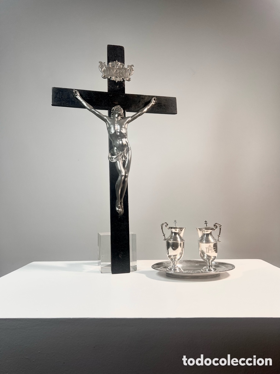 Antig&uuml;edades: Crucifijo de Bronce plateado. S.XVIII - Foto 20