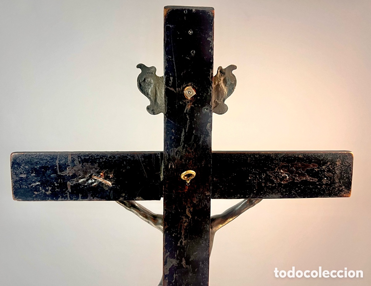 Antig&uuml;edades: Crucifijo de Bronce plateado. S.XVIII - Foto 21