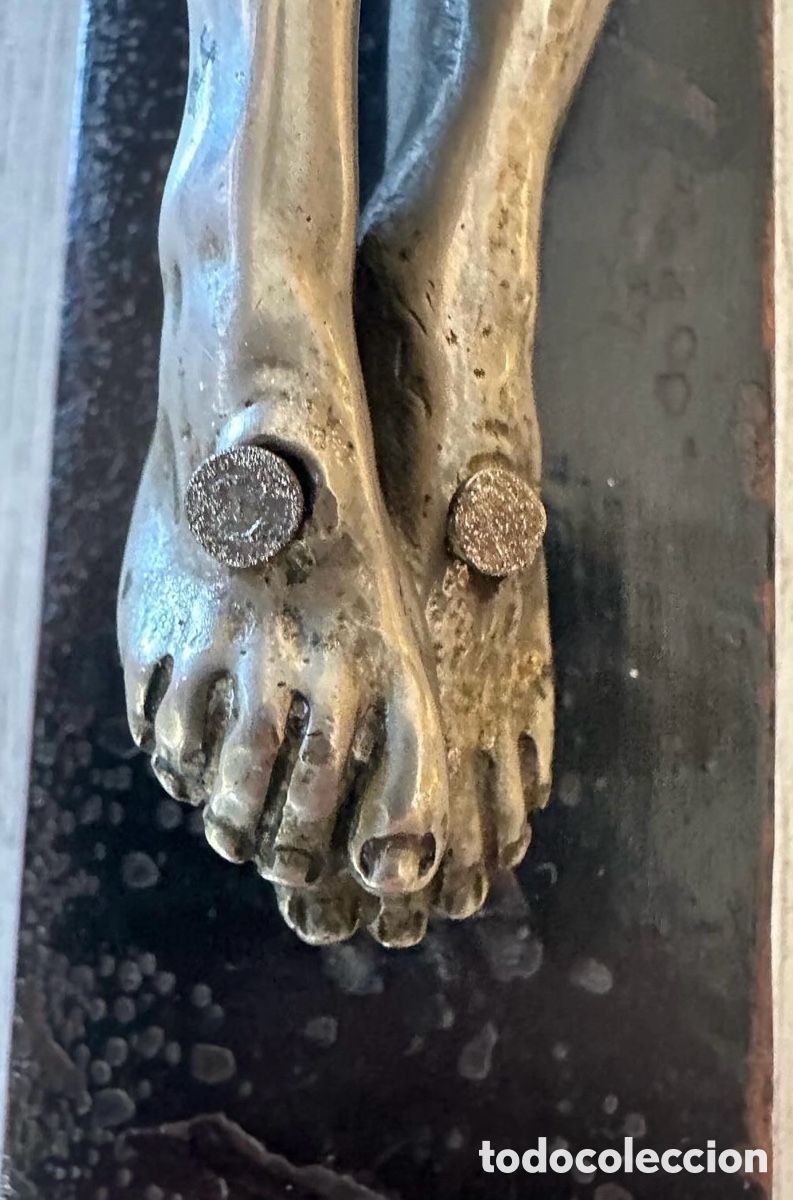 Antig&uuml;edades: Crucifijo de Bronce plateado. S.XVIII - Foto 17