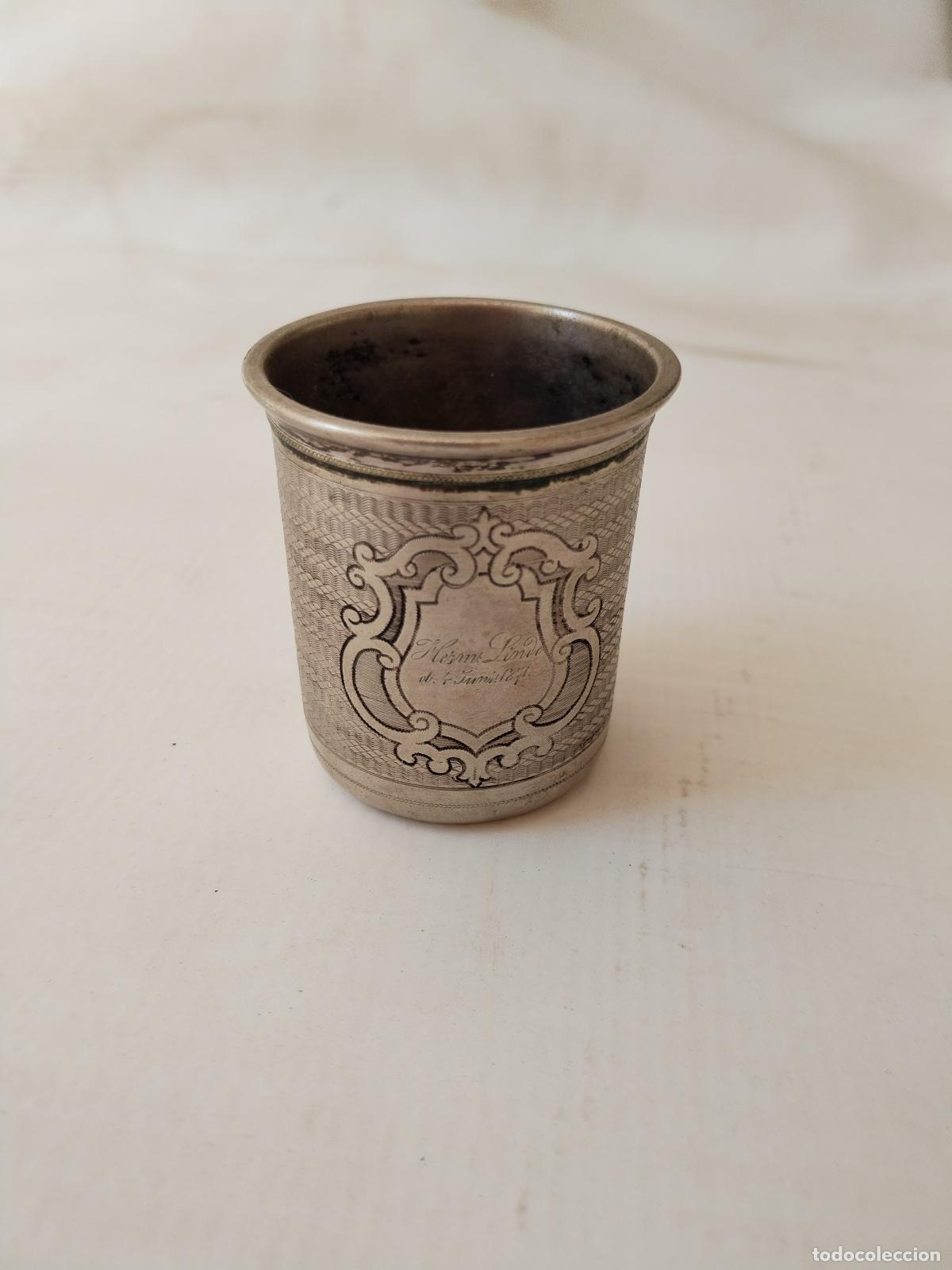 Antig&uuml;edades: vaso de plata grabado 4 junio 1871 meinent pathchen - Foto 2