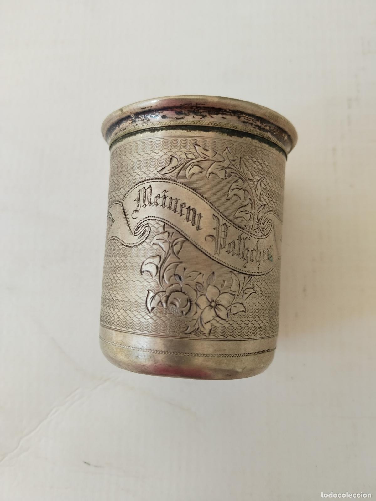 Antig&uuml;edades: vaso de plata grabado 4 junio 1871 meinent pathchen - Foto 1