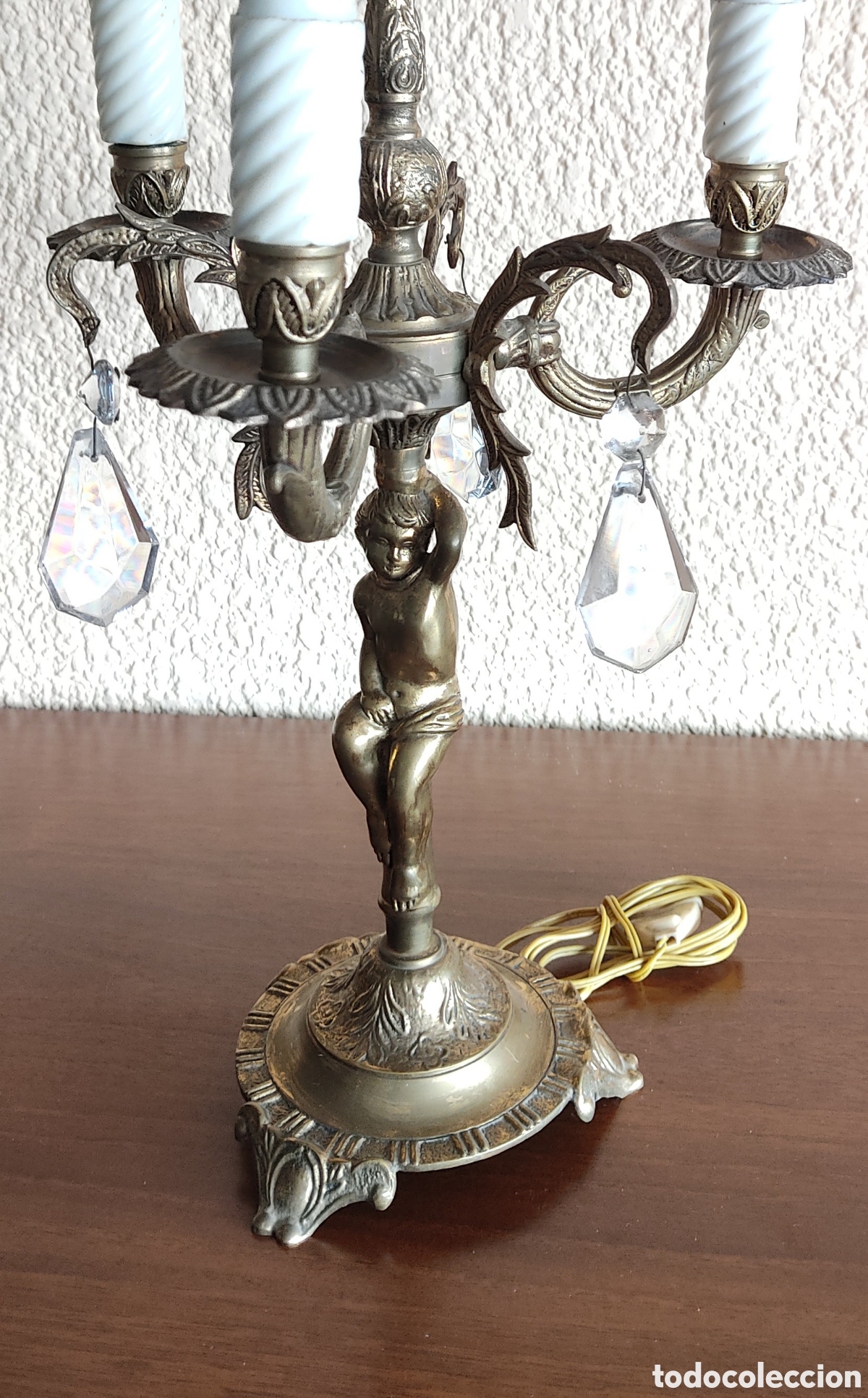Antig&uuml;edades: Pareja de antiguos candelabros de bronce - Foto 4