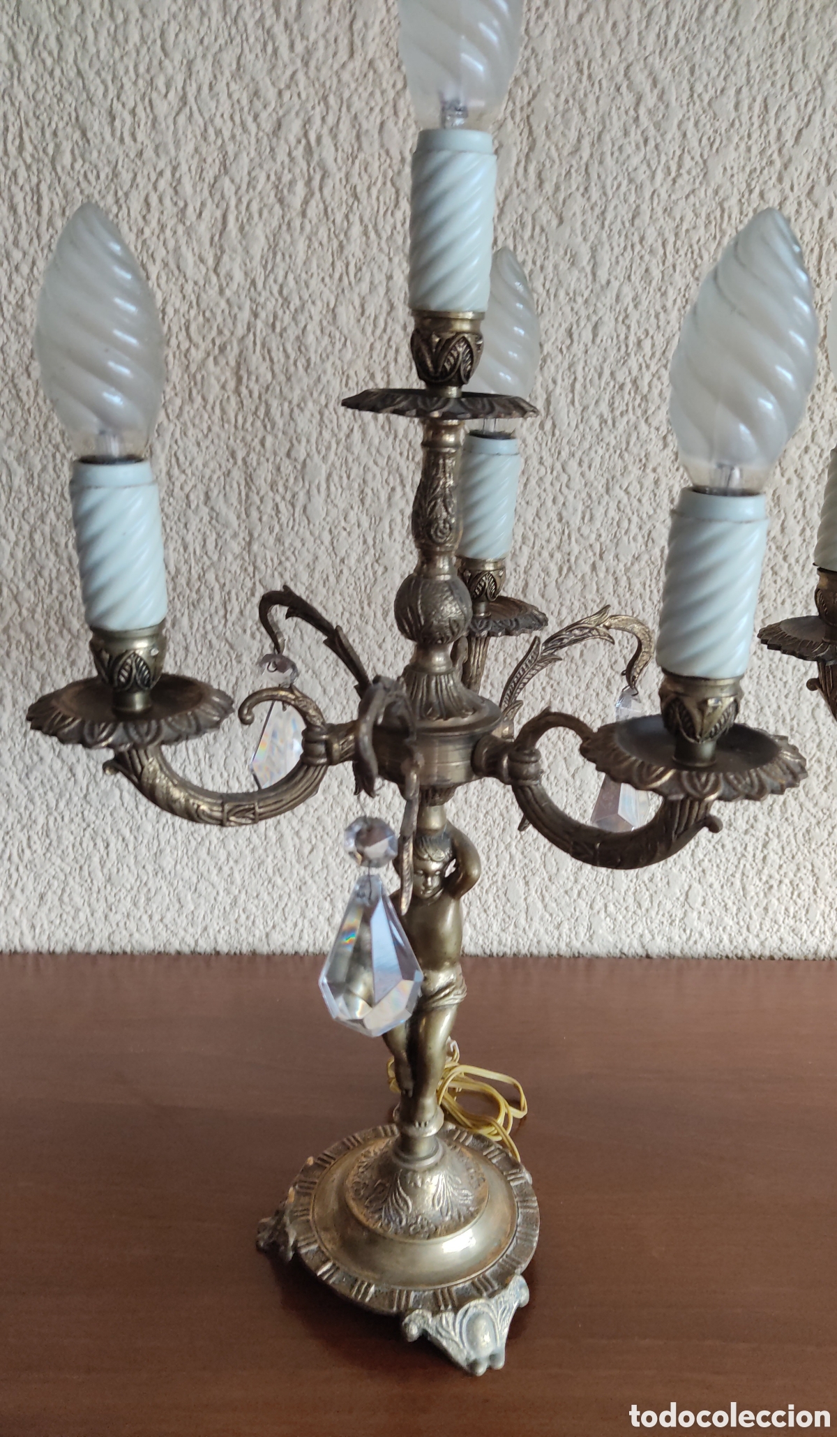 Antig&uuml;edades: Pareja de antiguos candelabros de bronce - Foto 3