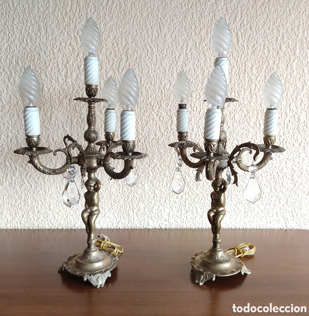 Antig&uuml;edades: Pareja de antiguos candelabros de bronce - Foto 6
