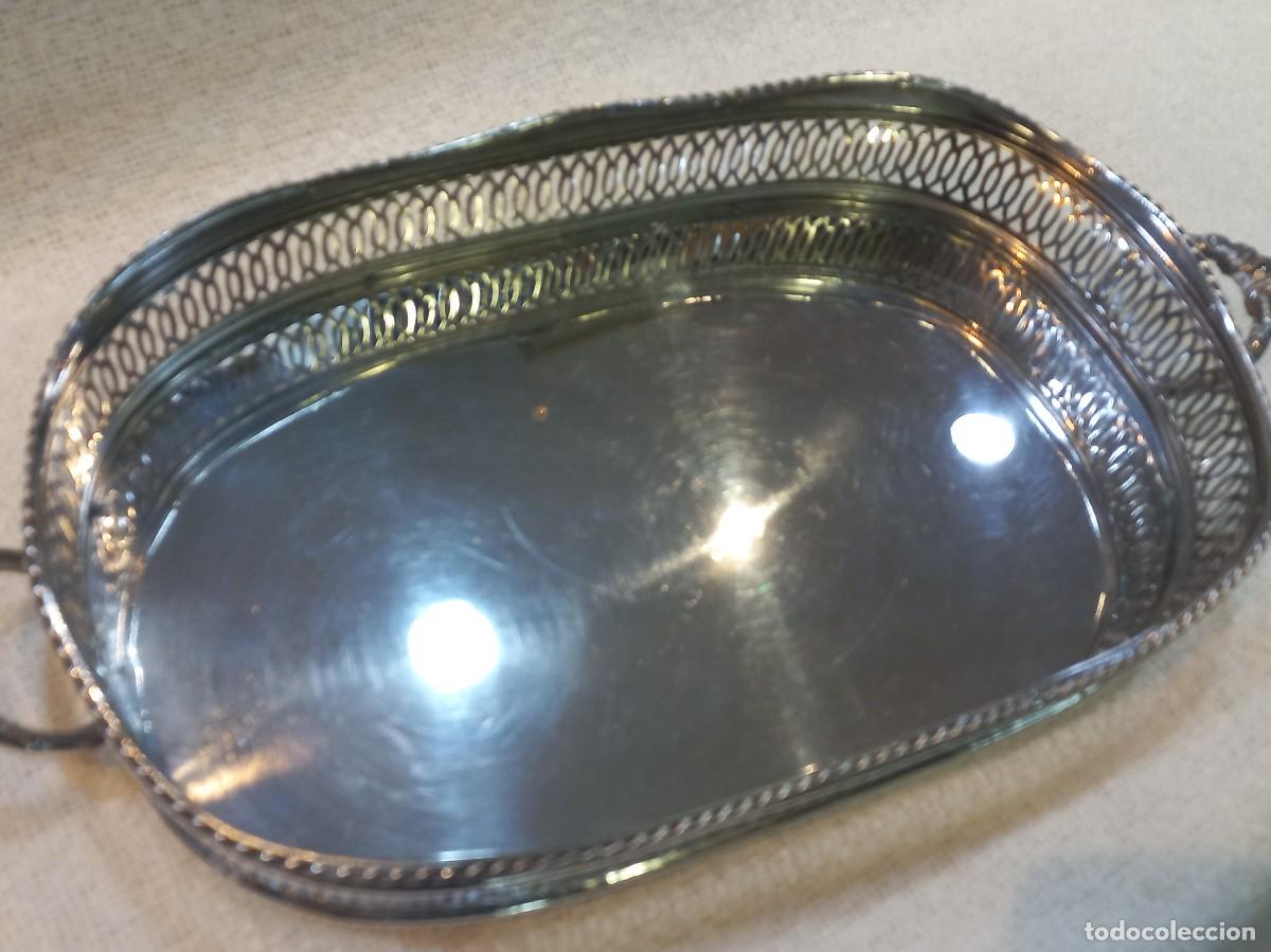 Antig&uuml;edades: BANDEJA PLATEADA 37cm (rectangular) rejilla alta-lisa-asas - Foto 2
