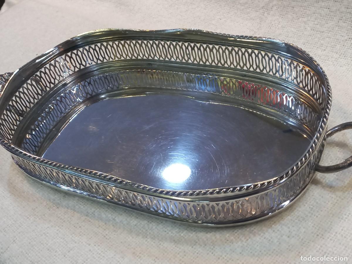 Antig&uuml;edades: BANDEJA PLATEADA 37cm (rectangular) rejilla alta-lisa-asas - Foto 3