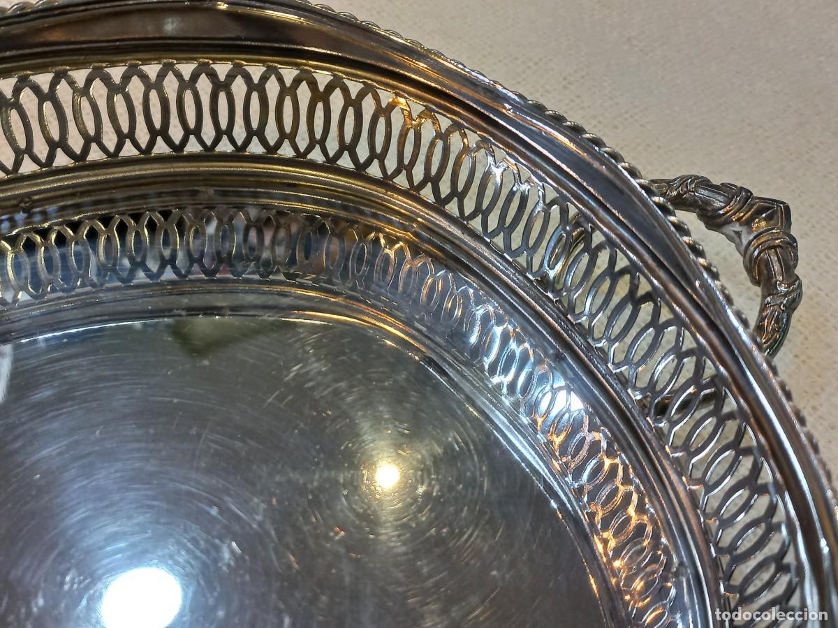 Antig&uuml;edades: BANDEJA PLATEADA 37cm (rectangular) rejilla alta-lisa-asas - Foto 4