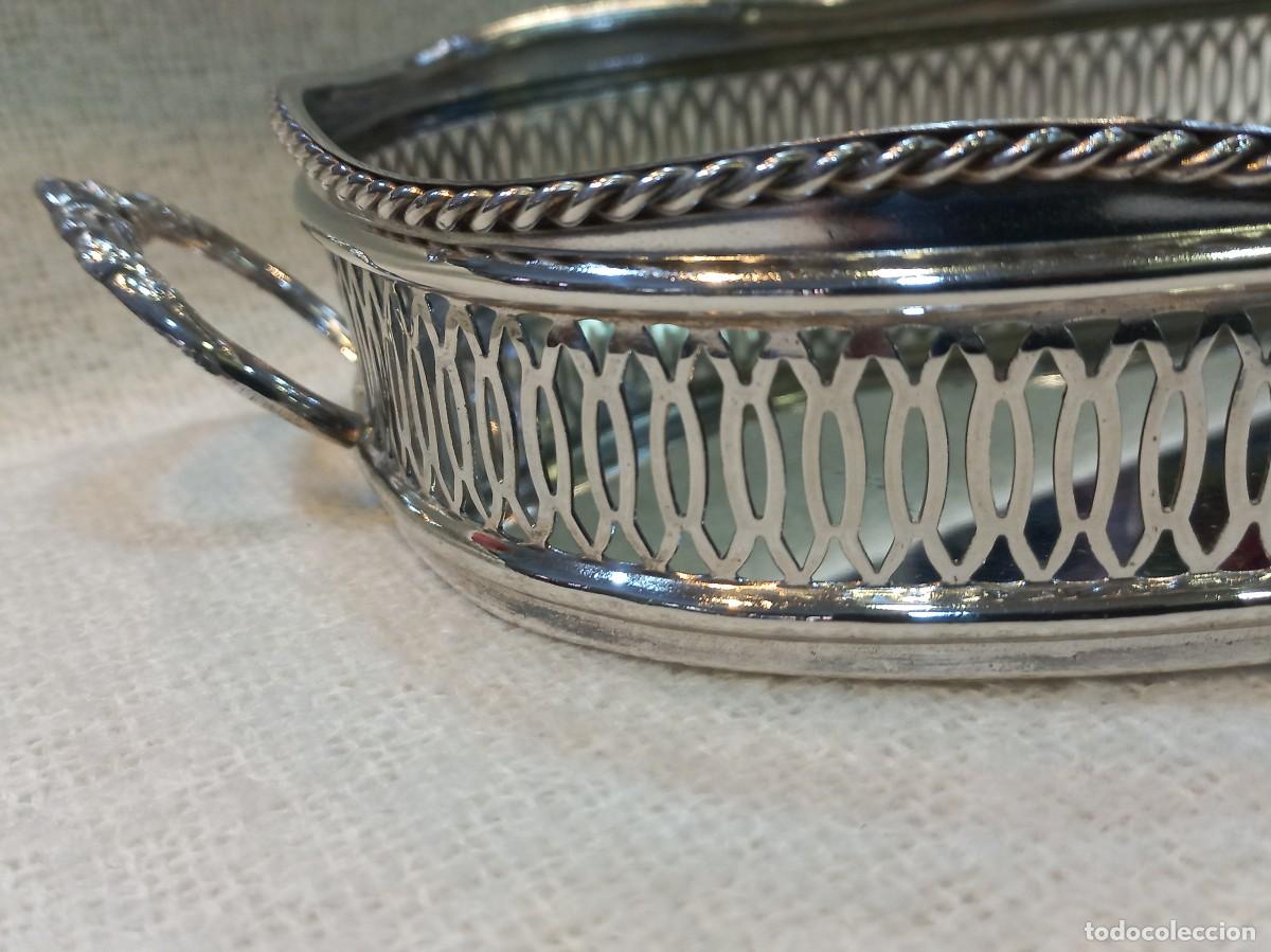 Antig&uuml;edades: BANDEJA PLATEADA 37cm (rectangular) rejilla alta-lisa-asas - Foto 5