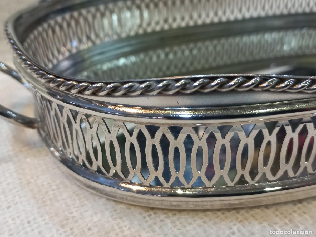 Antig&uuml;edades: BANDEJA PLATEADA 37cm (rectangular) rejilla alta-lisa-asas - Foto 6