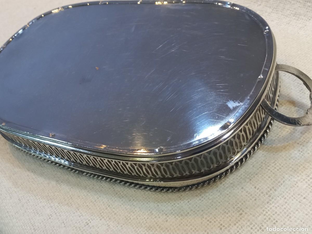 Antig&uuml;edades: BANDEJA PLATEADA 37cm (rectangular) rejilla alta-lisa-asas - Foto 9