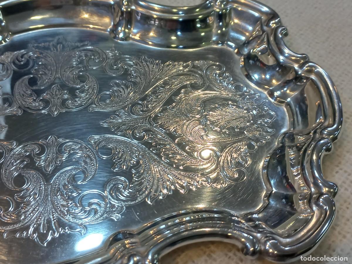 Antig&uuml;edades: BANDEJA PLATEADA (rectangular-p) labrada-filigrana ondas - Foto 3