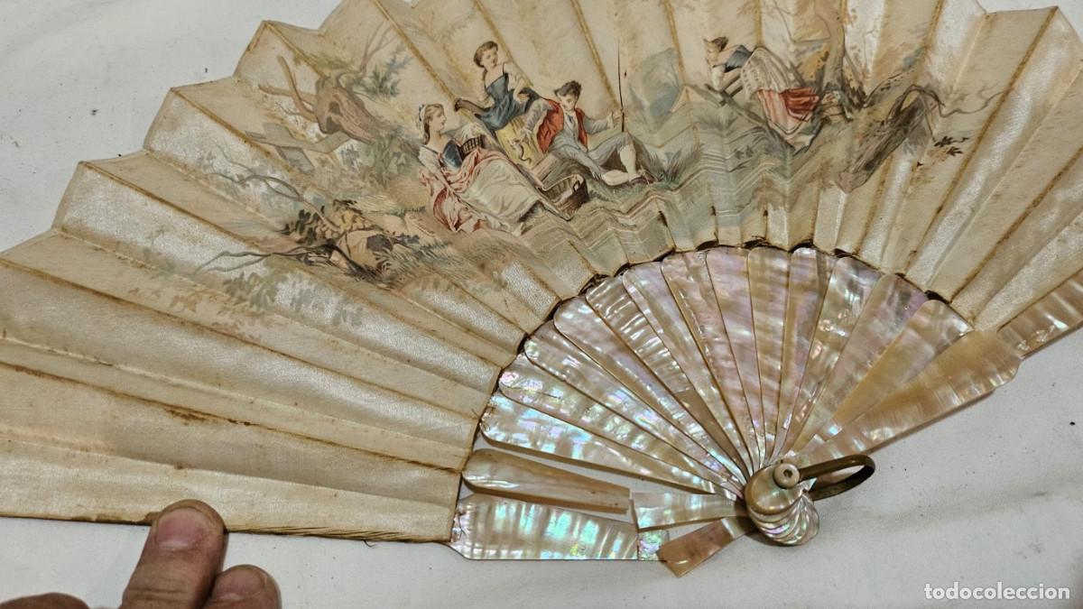 Antig&uuml;edades: abanico de nacar poca restauracion - Foto 4