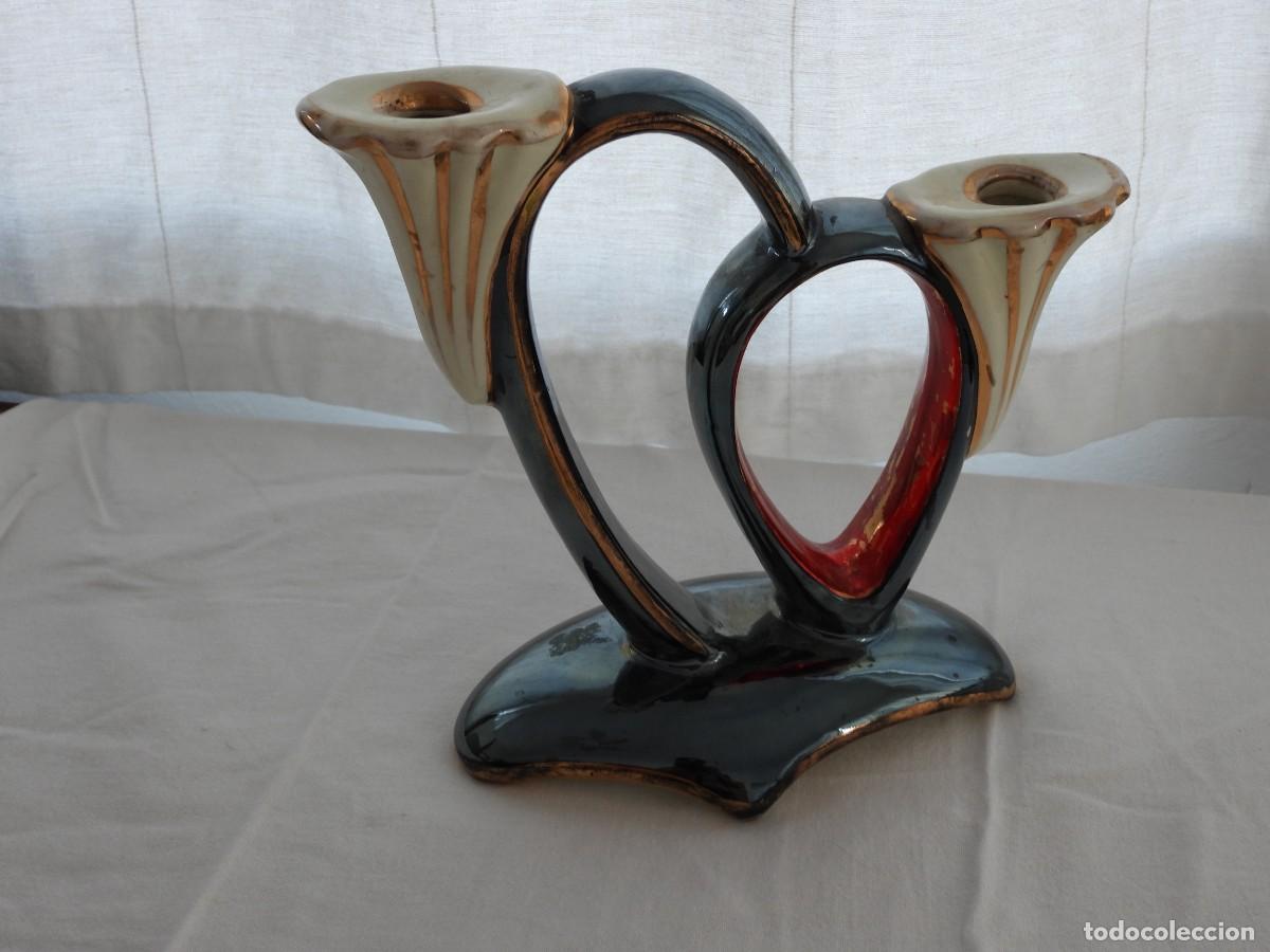 Antig&uuml;edades: candelabro de cer&aacute;mica vintage - Foto 1