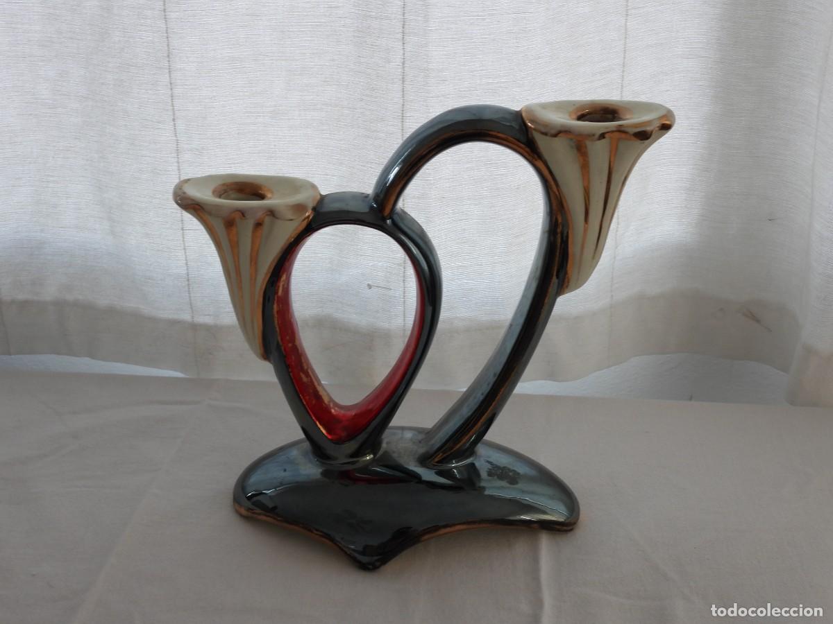 Antig&uuml;edades: candelabro de cer&aacute;mica vintage - Foto 2
