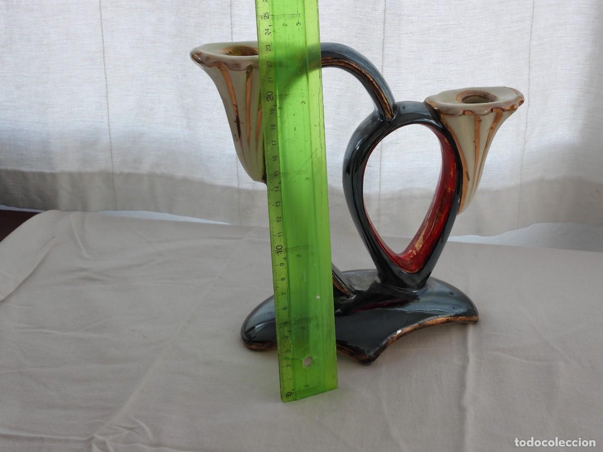 Antig&uuml;edades: candelabro de cer&aacute;mica vintage - Foto 3