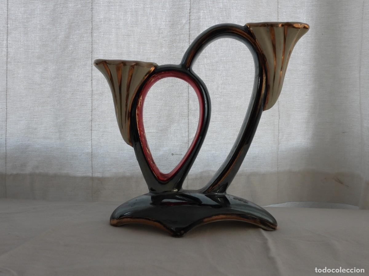 Antig&uuml;edades: candelabro de cer&aacute;mica vintage - Foto 4