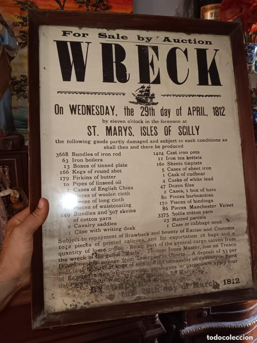 Antig&uuml;edades: Cartel de vapor ingl&eacute;s 1812
