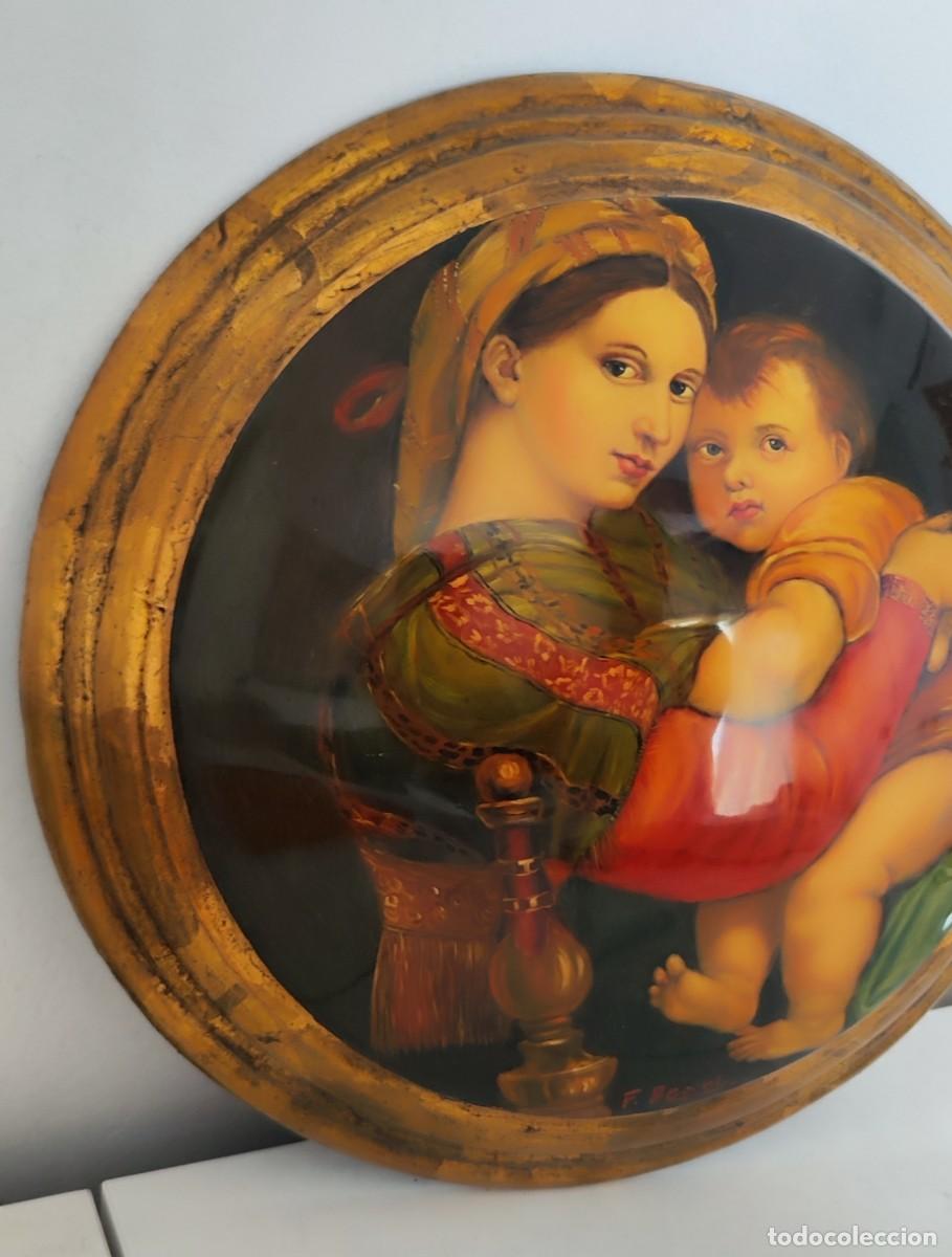 Antig&uuml;edades: Cuadro ovalado, la Virgen de la silla de Rafael. - Foto 2