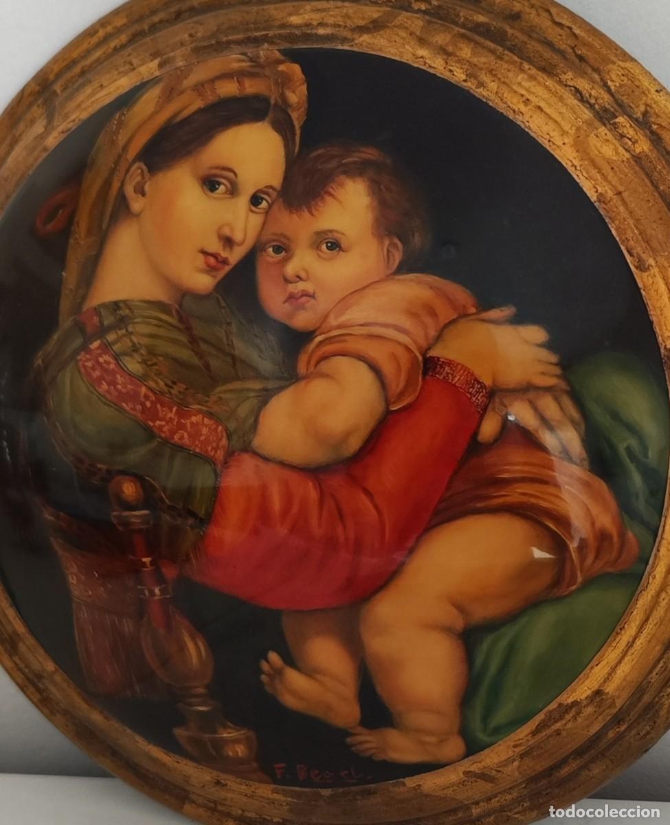 Antig&uuml;edades: Cuadro ovalado, la Virgen de la silla de Rafael. - Foto 3